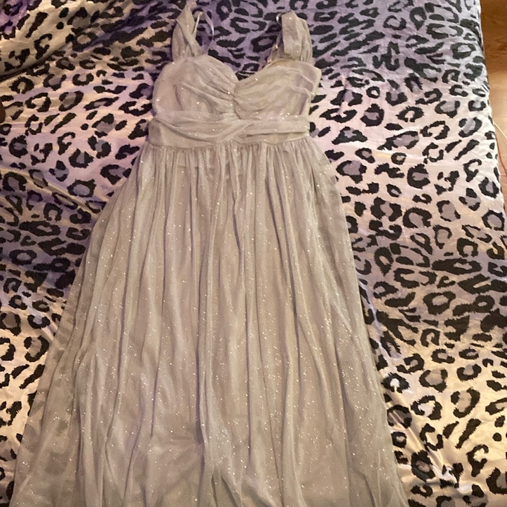 Candie's Silver Dress with Patterned Lining